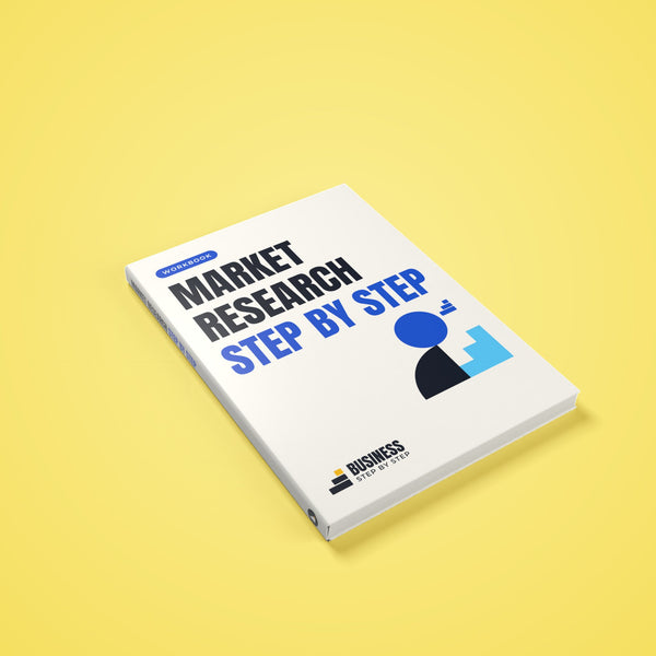 Market Research Workbook, Step by Step – 3D cover of the PDF workbook